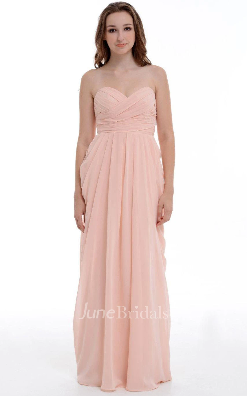 A-line Long Sweetheart Chiffon Dress With Ruffles