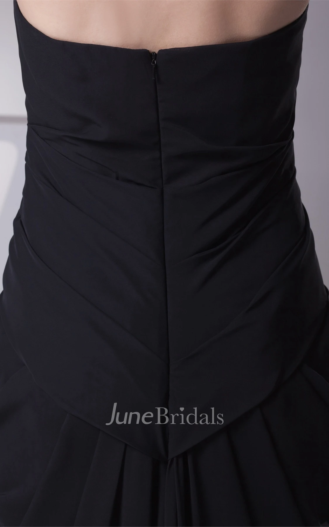 Strapless Pencil Ankle-Length Dress with Draping