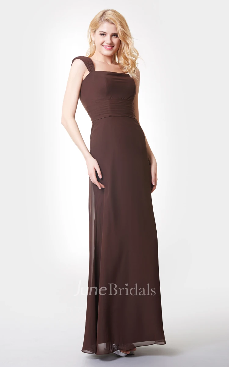 Crystal Detailed A-line Long Chiffon Dress With Straps