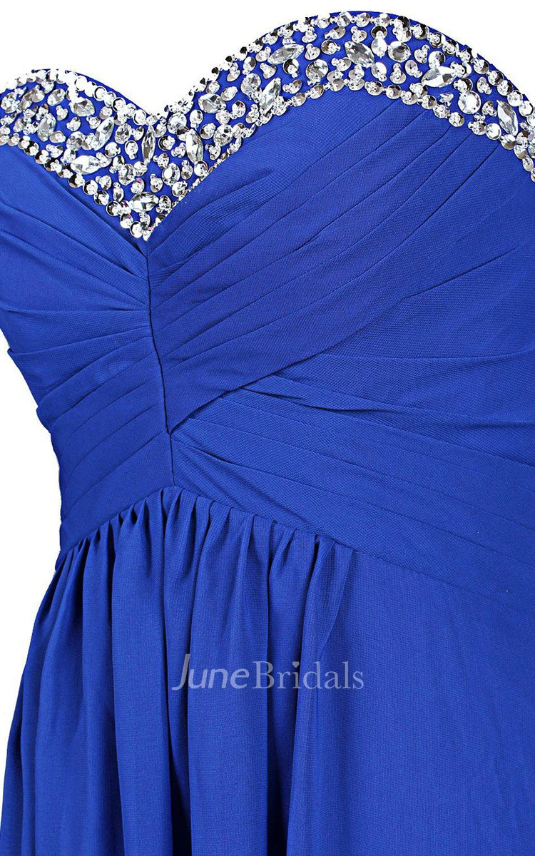 Sweetheart A-line Chiffon Dress With Sequined Bustline