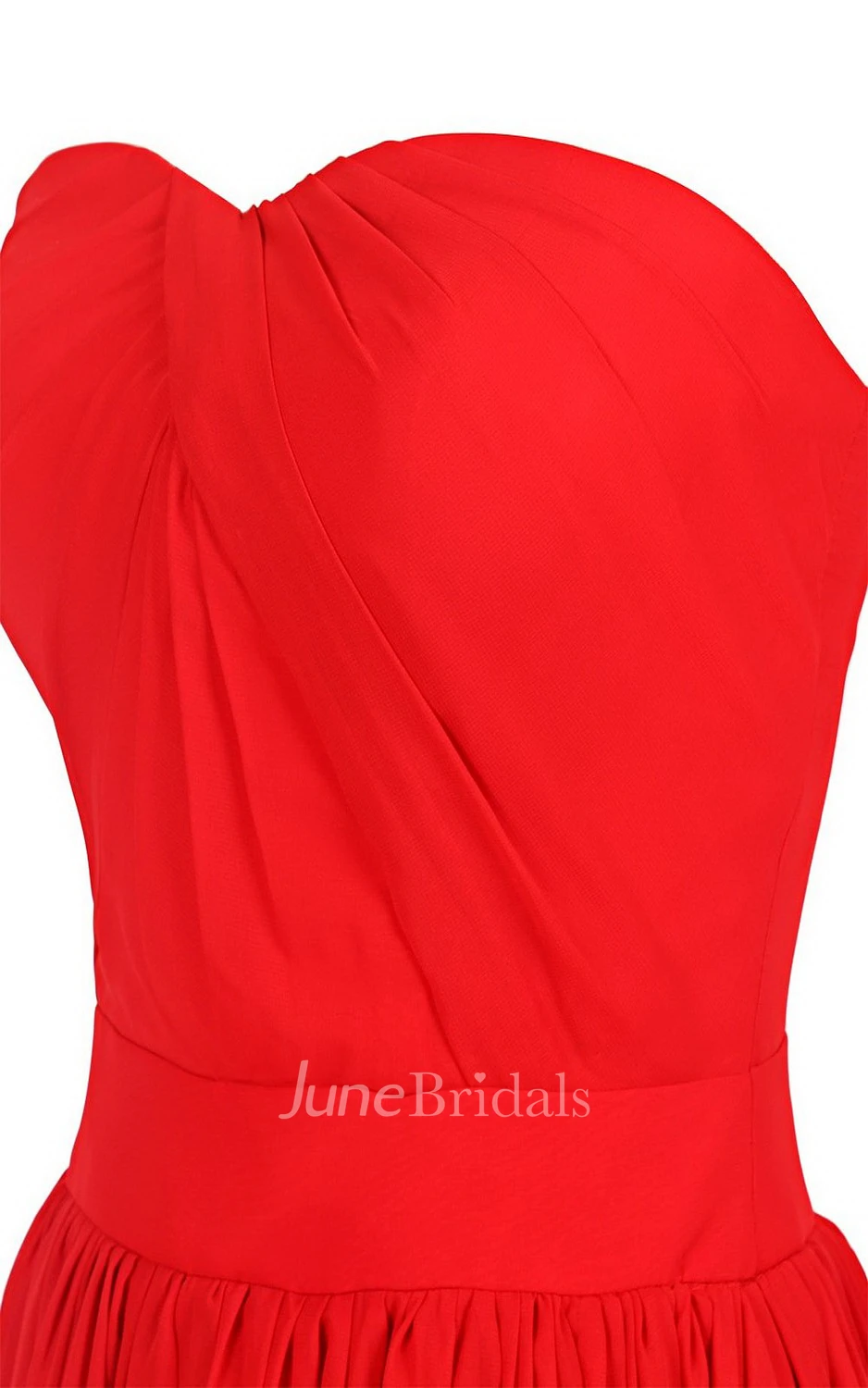 Sweetheart Asymmetrical Ruched Long Pleated Chiffon Dress