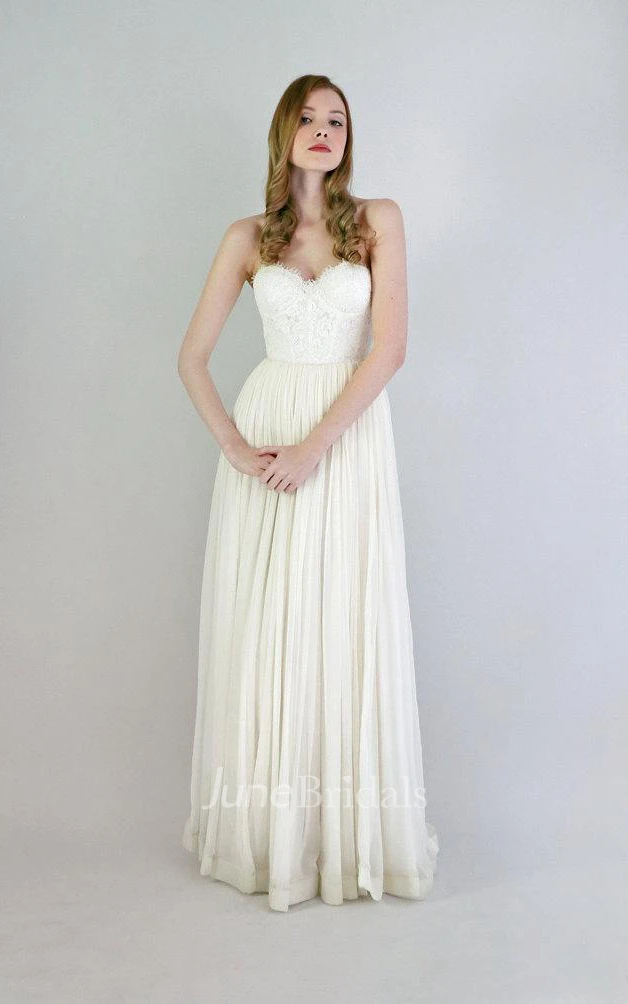 Lace And Chiffon Strapless Gown Samantha Size 10 Dress