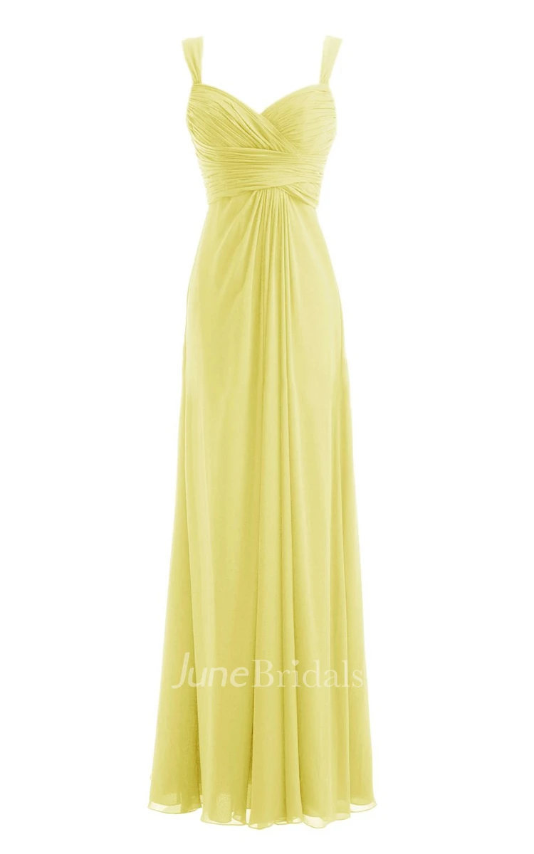 Straps Sweetheart Ruched Chiffon A-line Dress