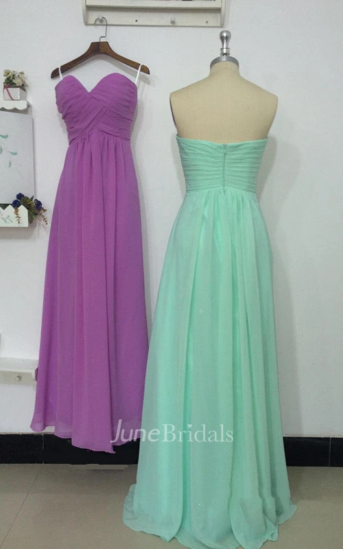 A-line Maxi Sweetheart Chiffon Dress With Ruching 