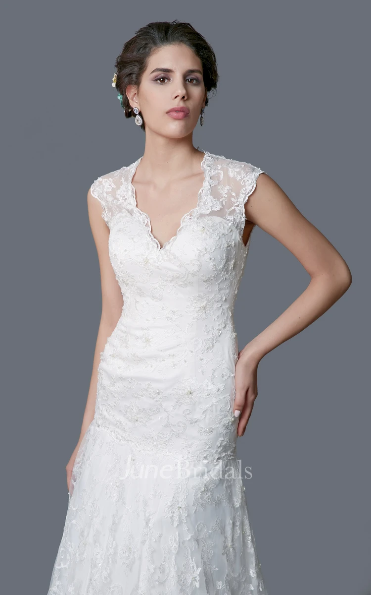 Sexy Cap Sleeve Lace Mermaid Dress