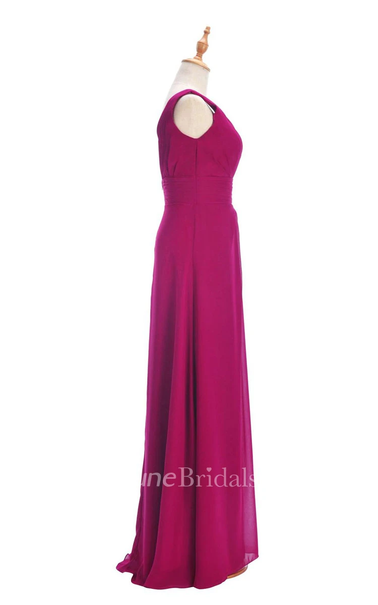 One-shoulder Sweetheart Long Empire Dress With Side Slit
