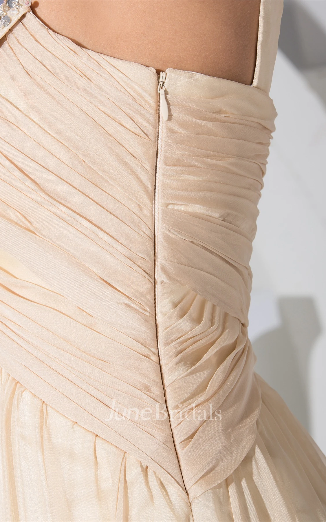 Strapped Empire Ruched Dress with Stress and Pleats