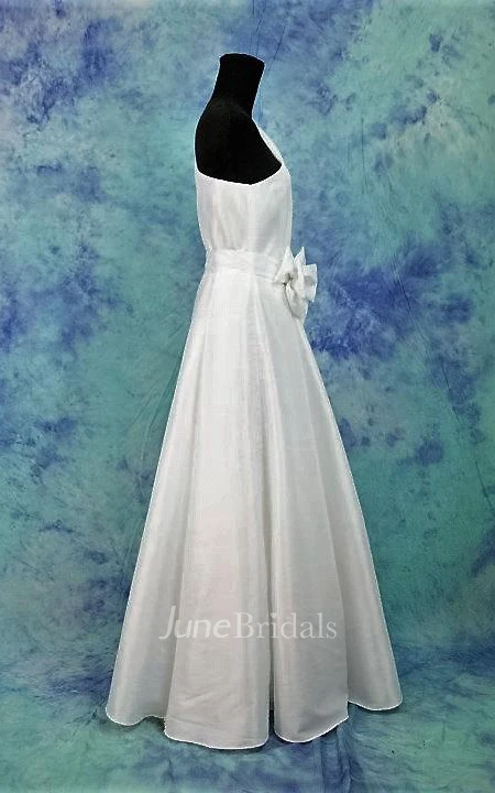 One Shoulder Taffeta Wedding Dress With Bow