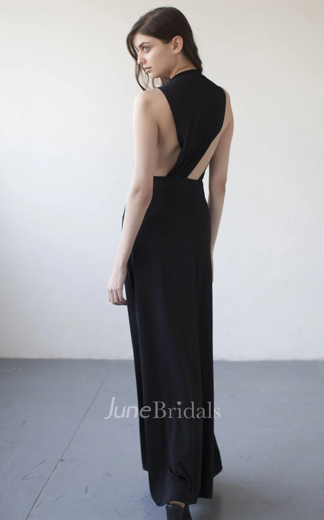 Sleeveless Casual A Line V-neck Prom Jersey Dress