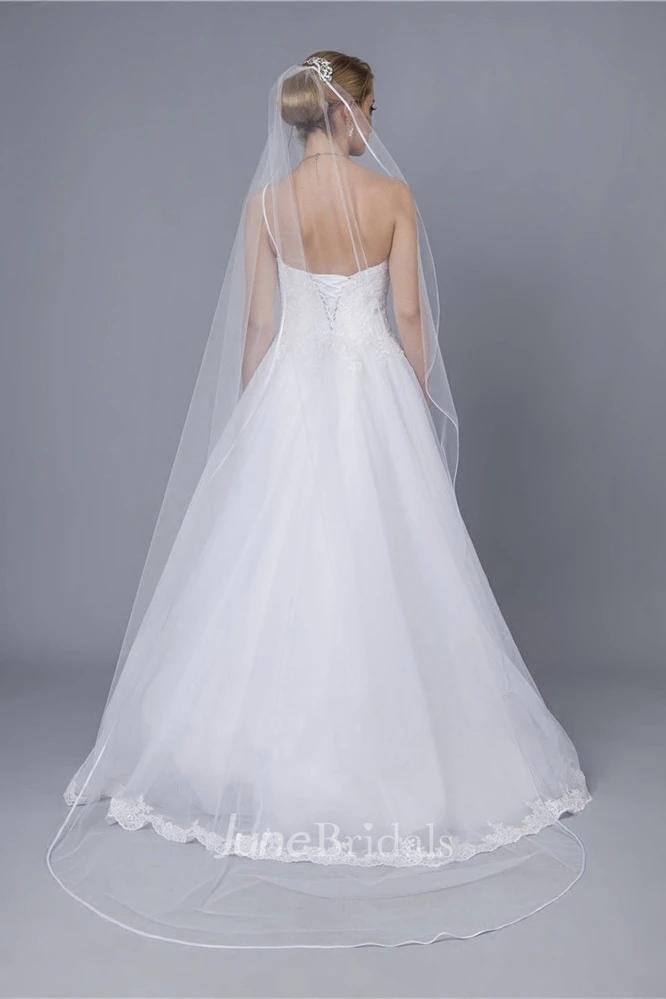 Simple Satin Edge 2.5 Meters Long Wedding Veil