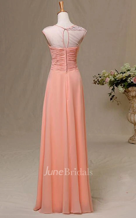 A-line Maxi Sweetheart Beading Keyhole Chiffon Dress