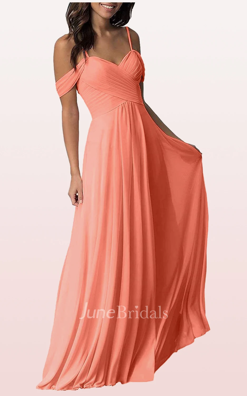 Elegant A Line Off-the-shoulder Chiffon Sleeveless Bridesmaid Dress
