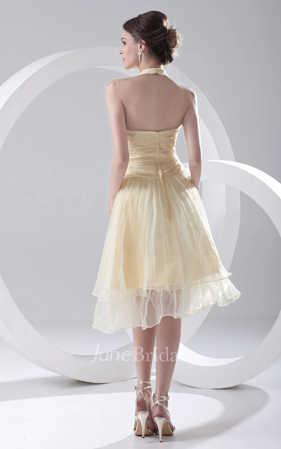 Captivating Organza Dress With Zipper Back And Draping