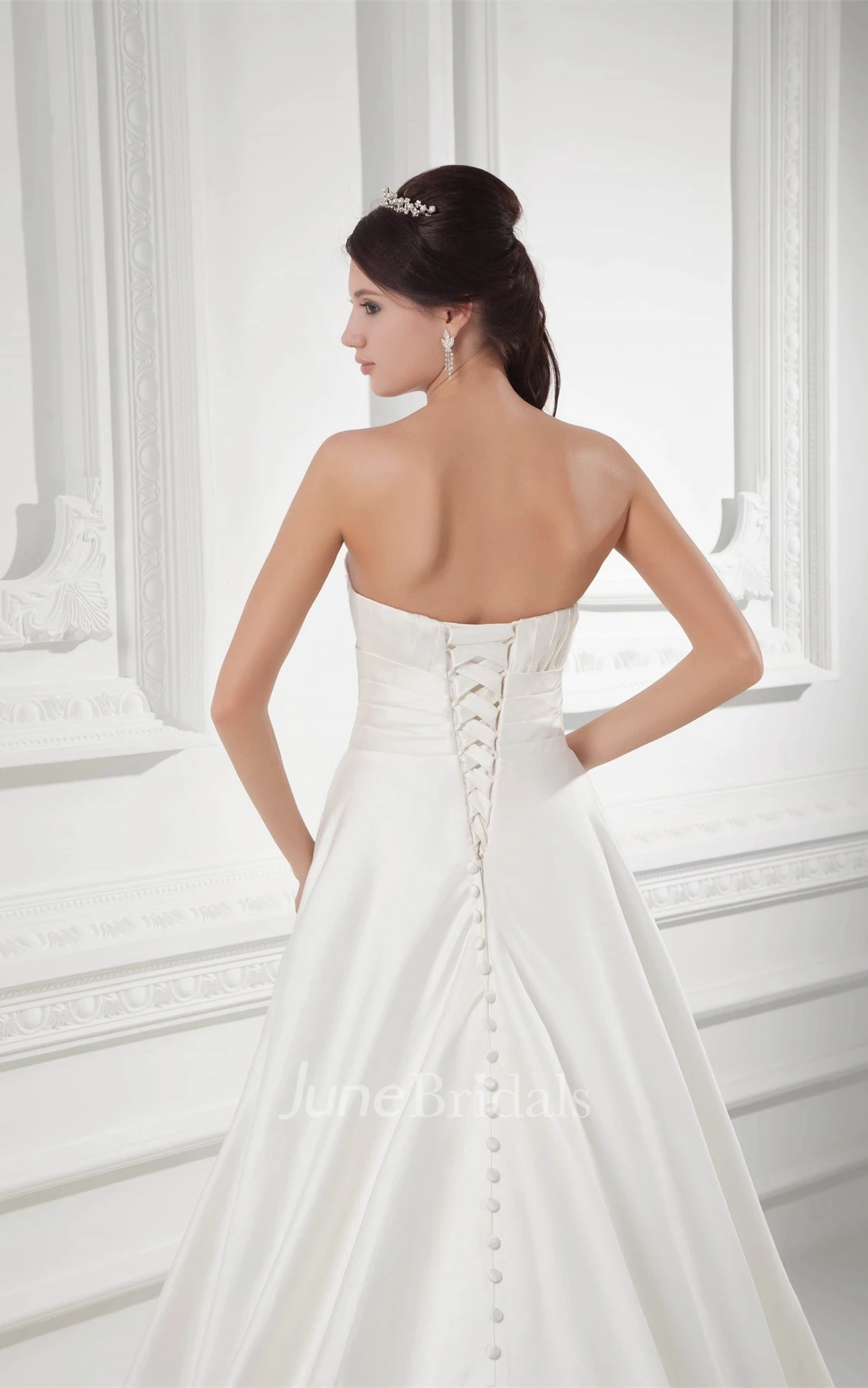 Sweetheart Criss-Cross A-Line Gown with Pleats and Broach
