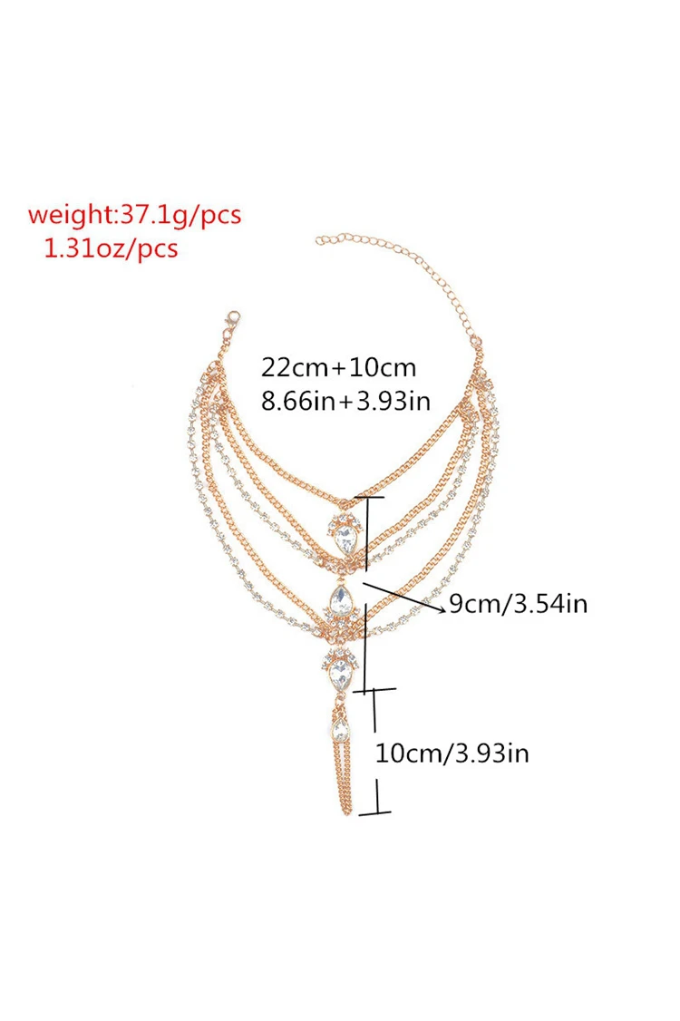 1PC Retro Gypsy Ethnic Beach Wedding Diamond Drill Sexy Multi-link Anklet