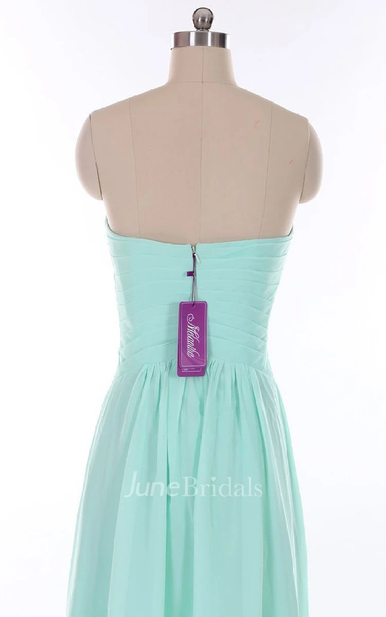 Sweetheart Long Chiffon Gown With Crisscross Ruching