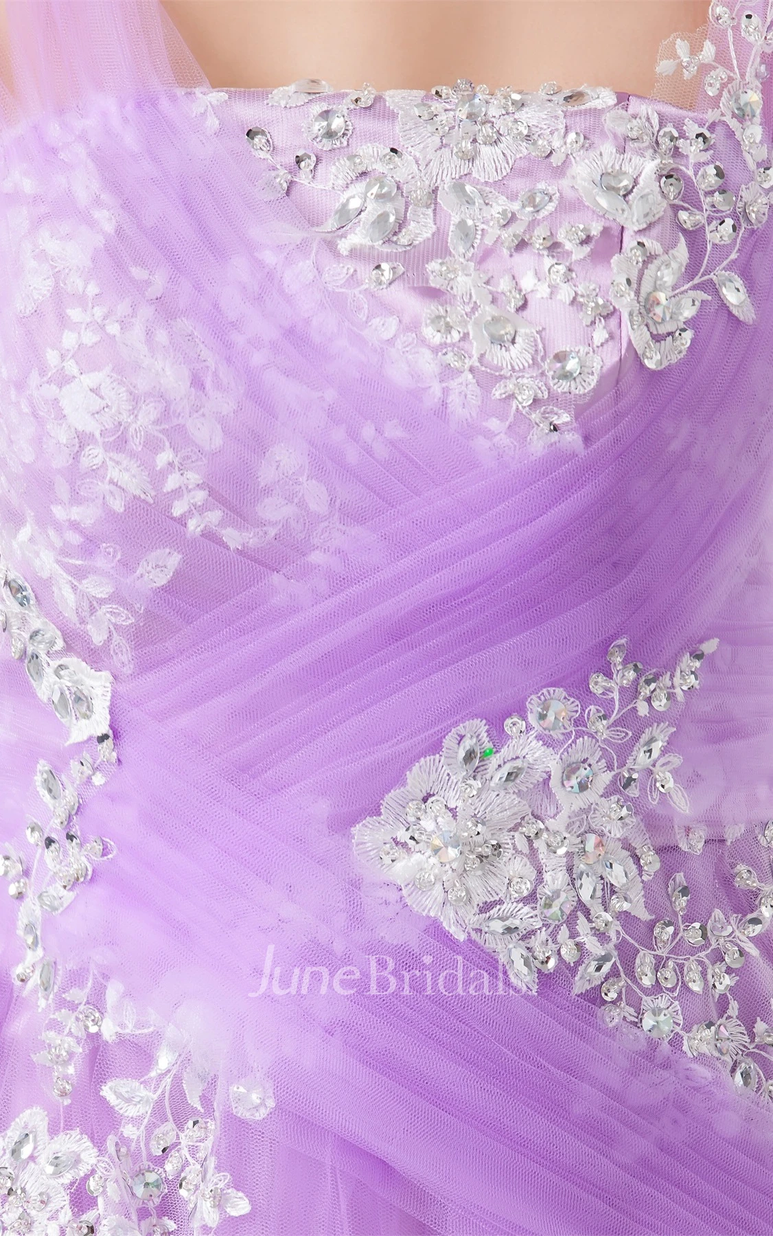 Strapped Tulle Floor-Length Dress with Appliques