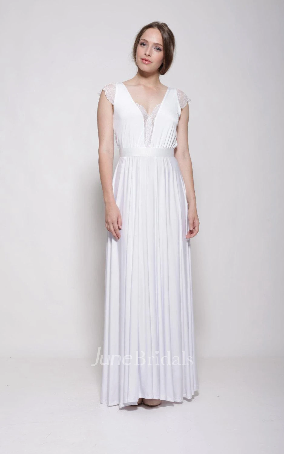 Floor-Length Bell Sleeve Lace Weddig Dress