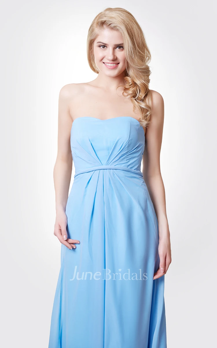 Strapless Chiffon Long Evening Dress with Open Back