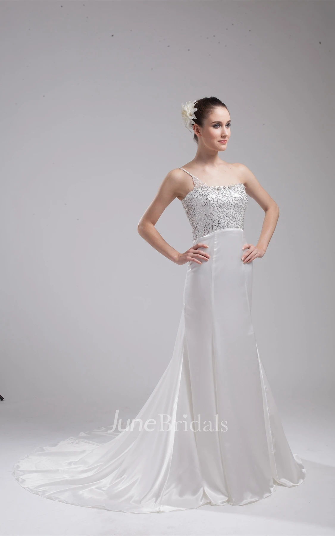 Sleeveless Sheath Floor-Length Dress with Sequined Top