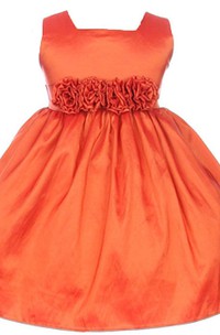 Sleeveless A-line Pleated Dress With Flowers