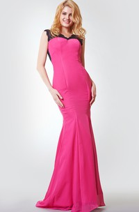 Criss Crossed Ruched Backless A-line Long Chiffon Dress