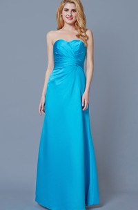 Fantastic Sleeveless A-line Style Satin Dress With Ruching