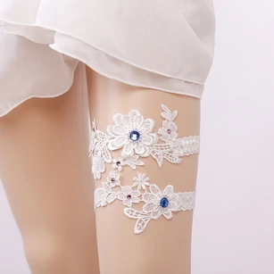 Western Style Blue Diamond Lace Elastic Two Sets Of Bridal Garter Within 16-23inch