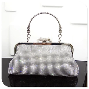 Charming Crystal Handbag with Circle Handle