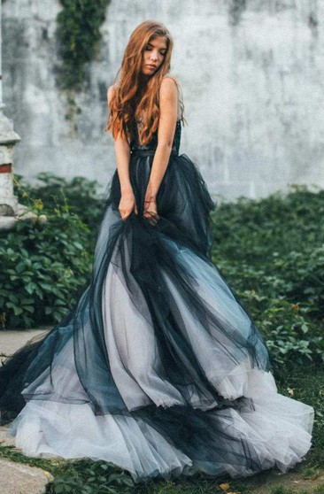 black backless wedding dress