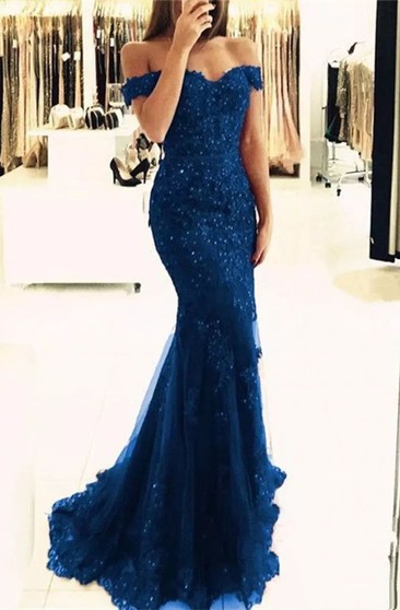 long navy blue formal dress