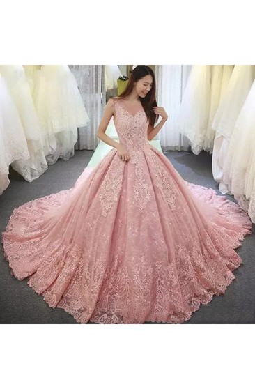 pink colour bridal dress