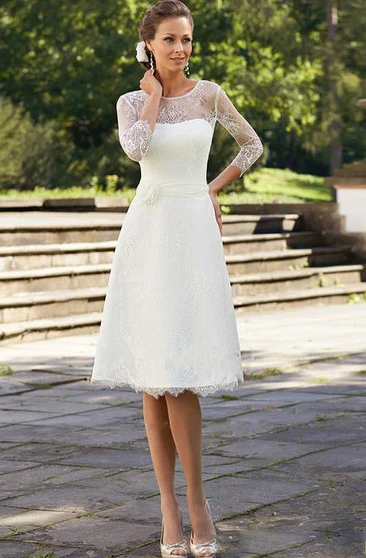 Tea Wedding Gowns Short Midi Length Bridal Dress June Bridals