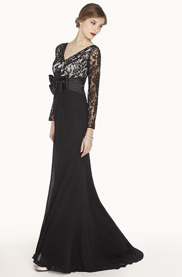 black lace evening dress