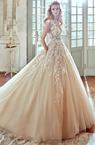 wedding dresses beige color