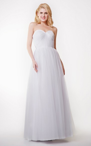 Stunning Sweetheart Long Convertible Tulle Dress With Pleats