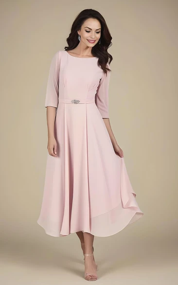 Half sleeve mother of the bride dresses tea length online