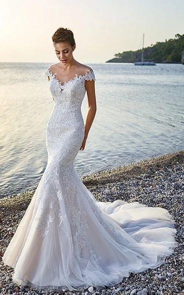 Cap Sleeve Trumpet Wedding Dress