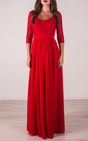Bridesmaid Red Long Formal Lace Prom Gown Wedding Dress