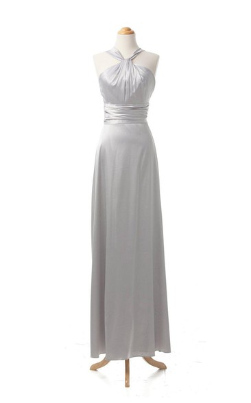 Sleeveless Long Gown With Ruched Waist