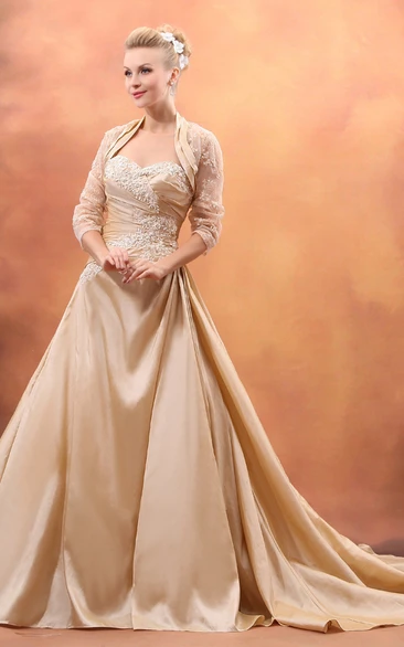 Sweetheart Sleeveless Gown With Ruching And Chapel Train