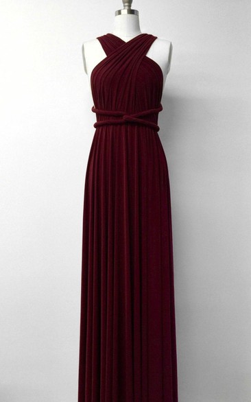 Burgundy Wine Red Long Floor Length Ball Gown Infinity Convertible Formal Multiway Wrap Bridesmaid Evening Party Dress