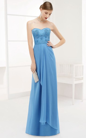 Sweetheart Side Drape Chiffon Long Prom Dress With Removable Wrap Top