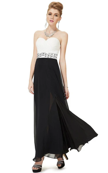 Sweetheart Chiffon Gown With Pleats and Beadings