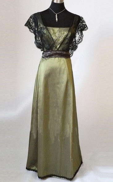 Edwardian Olive Sage Green Vintage Styled Lace Dress