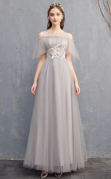Ethereal Tulle Off-the-shoulder A Line Prom Formal Dress