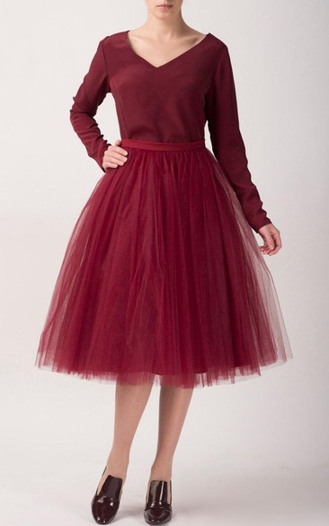 Cherry Tulle Tutu Skirt Tea Length Dress