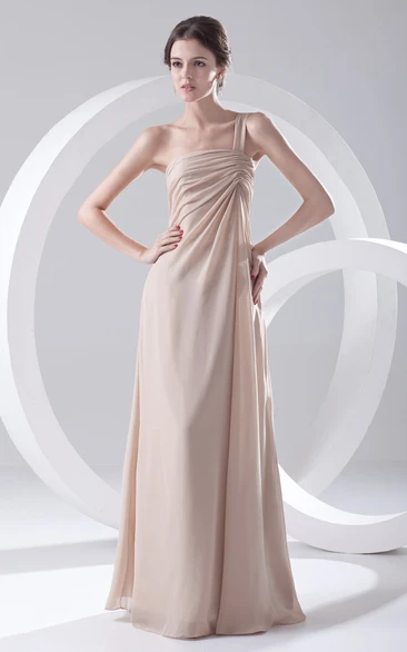 Maxi Ethereal Soft Flowing Fabric One-Strap Dress With Draping