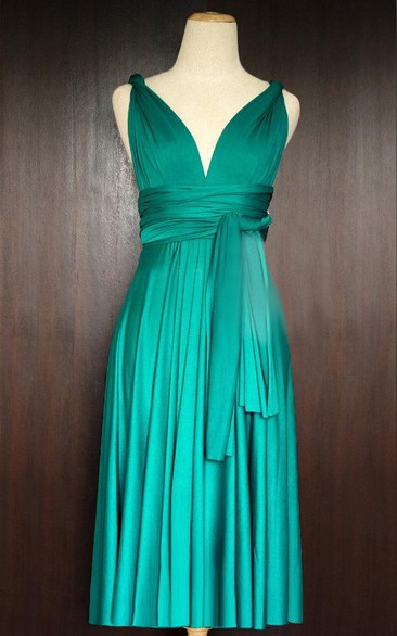 Short Teal Green Infinity Multiway Convertible Wrap Dress