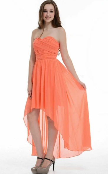 Coral High Low Dress